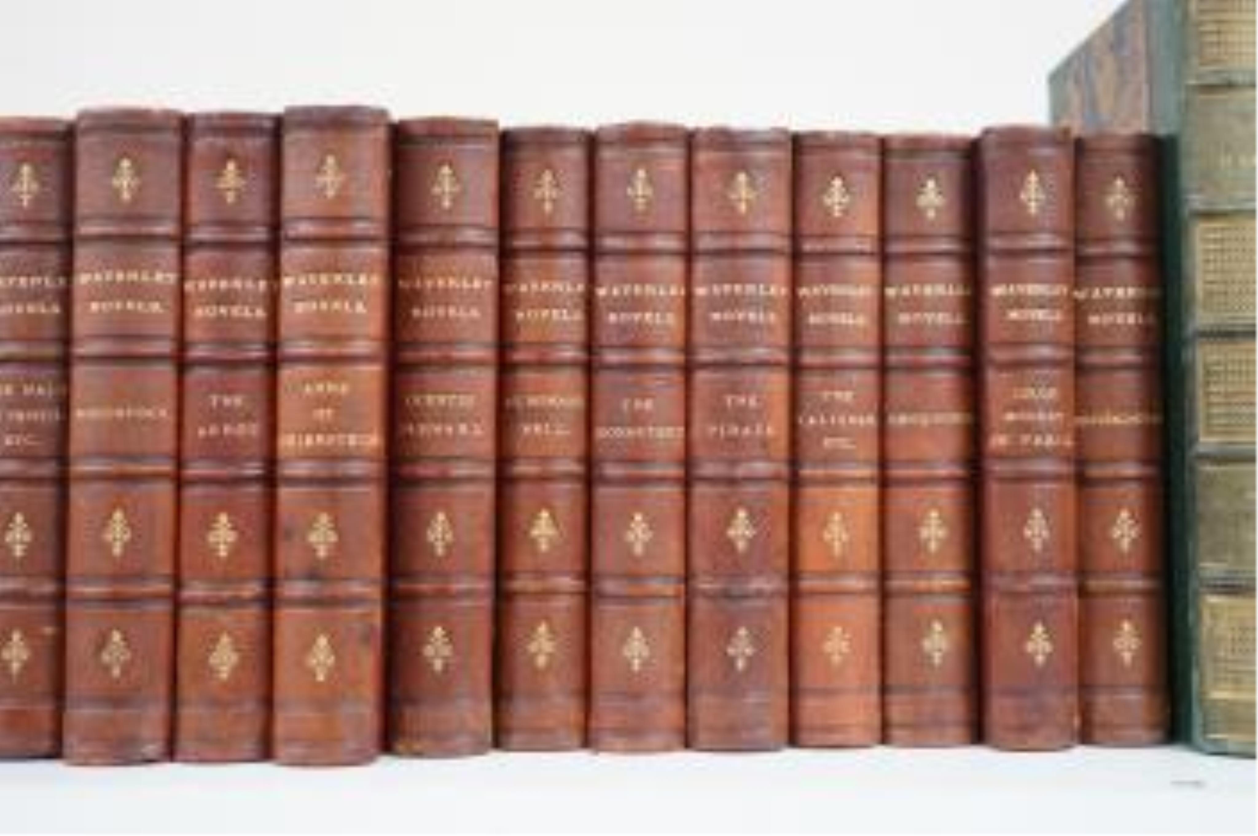 Johnson, Samuel - English Poets, Works, vols 5 - 21 only, half morocco, London 1810 and Scott, Sir Walter - Waverley Novels, Centenary Edition, 8vo. half morocco, 25 vols, A & C Black, Edinburgh 1871